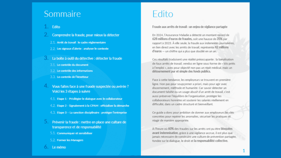 Sommaire - Guide pratique sur la fraude aux arrêts de travail