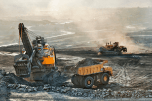 mining vehicles in action