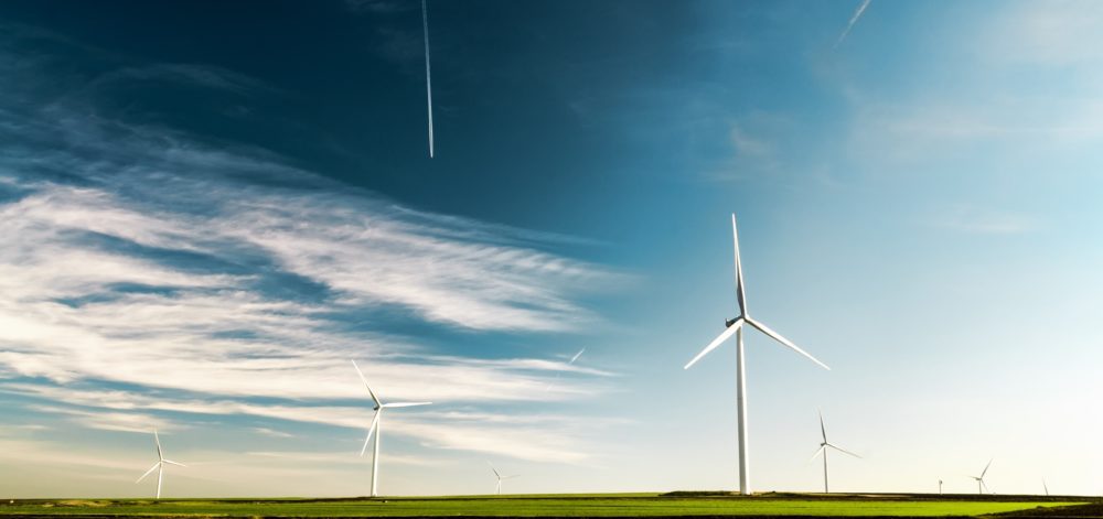 Wind turbine field generating clean energy